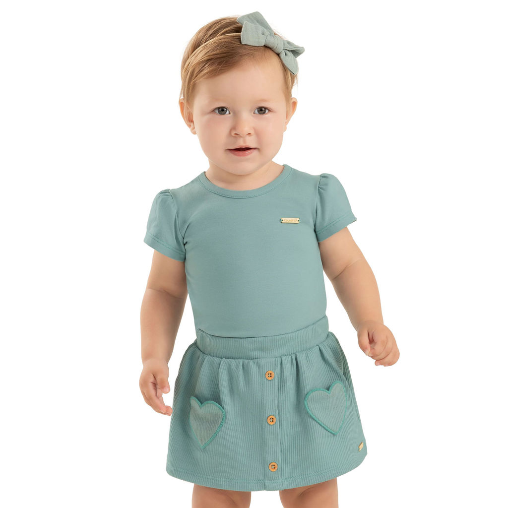 Conjunto Bebê Menina Curto Coração Colorittá Verde