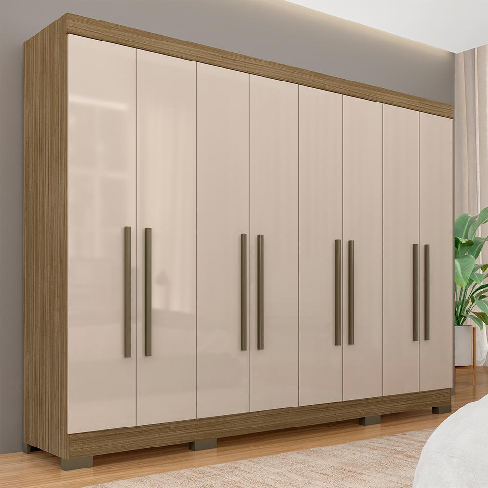 Guarda Roupa Casal 8 Portas 2 Gavetas Natasha Boreal/Off Premium - Móveis Arapongas em Oferta na Shopee