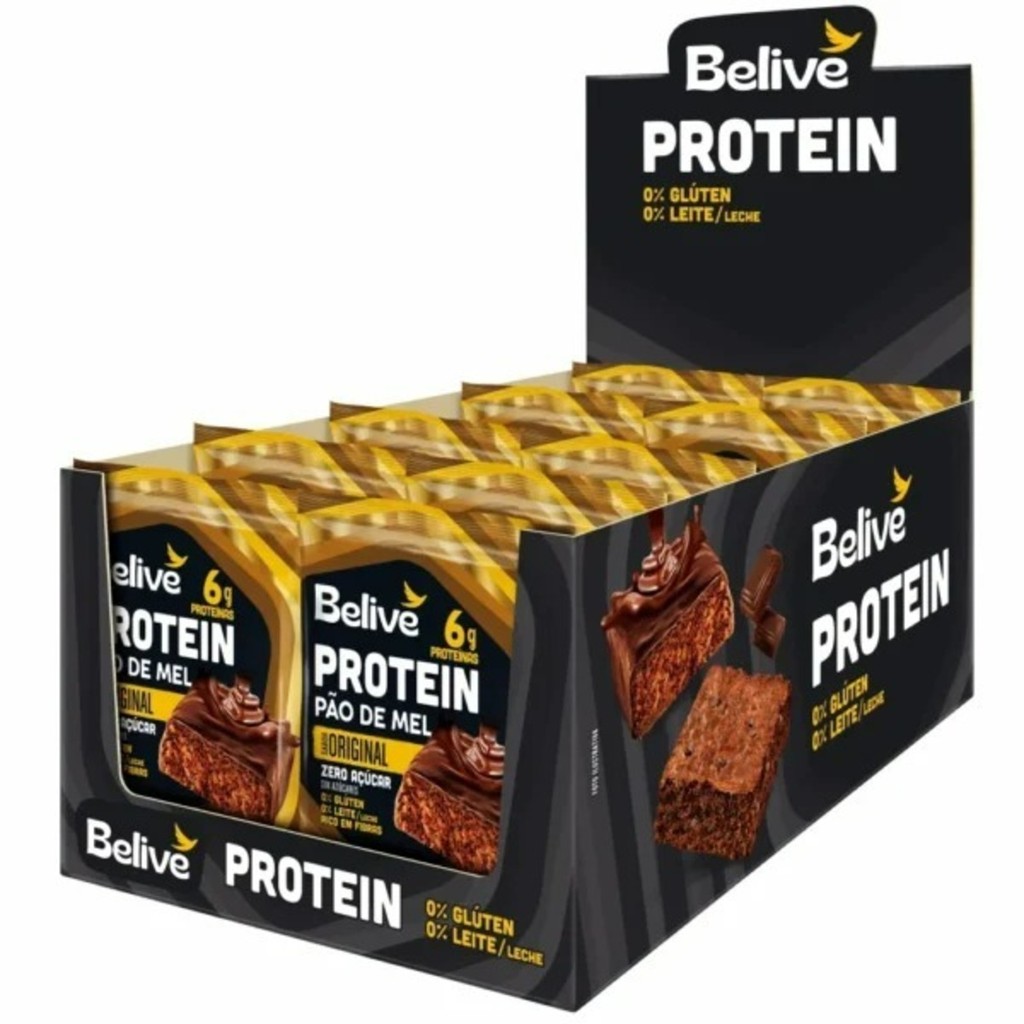Belive - Pão de Mel - Display 10x40g - Pão de Mel Protein Zero Açúcar