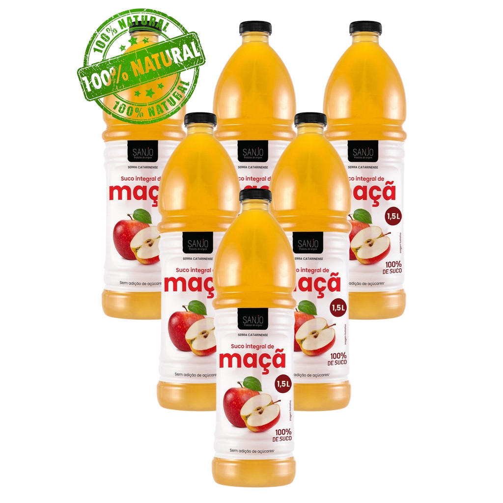 Sanjo - Suco de Maçã Integral - 1,5 Litro - Kit 6 unidades