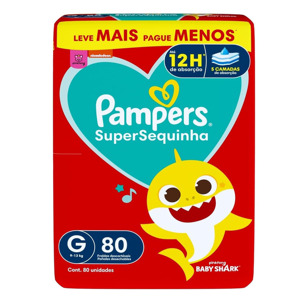 Fralda Descartável Pampers Supersequinha Jumbo G 80 Tiras em Oferta na Shopee