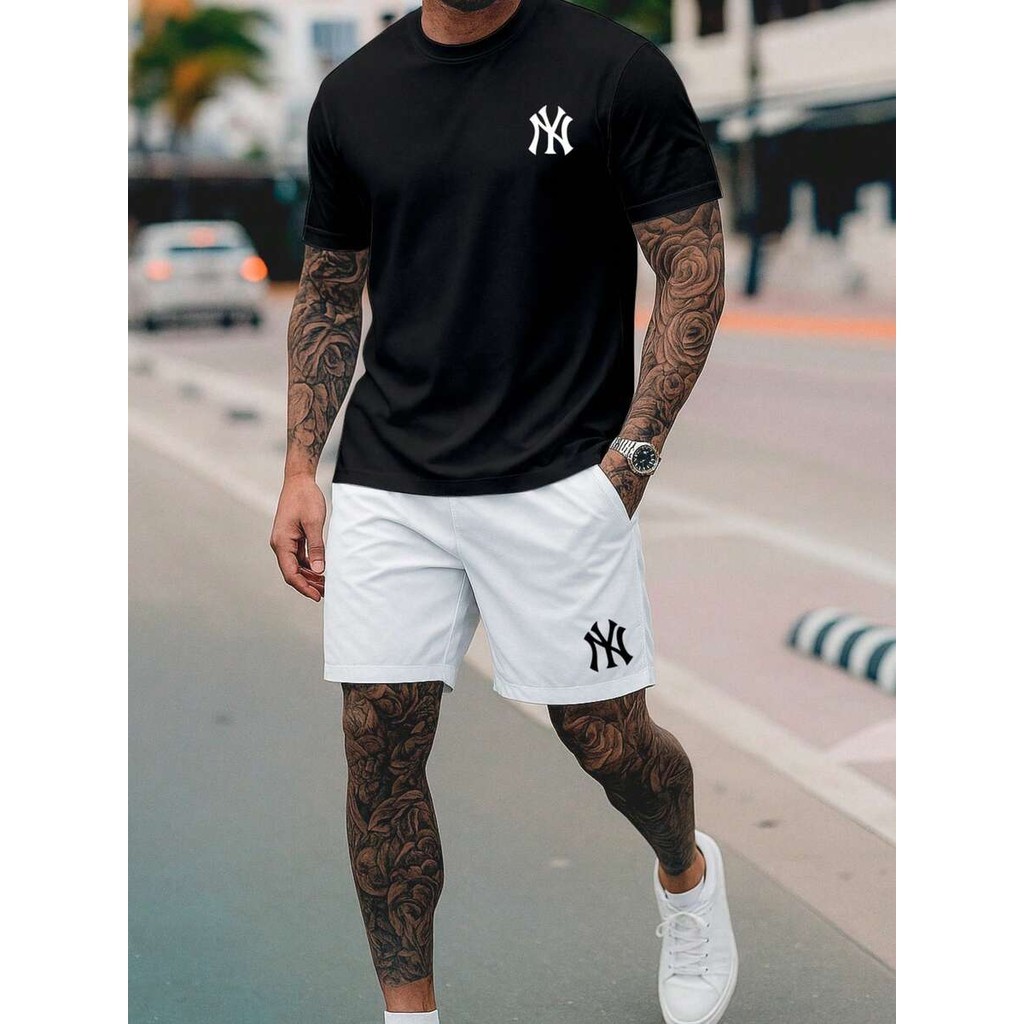 Kit- Conjunto Camiseta e Short Streetwear  Camisa 100% ALGODAO short TECTEL QUALIDADE
