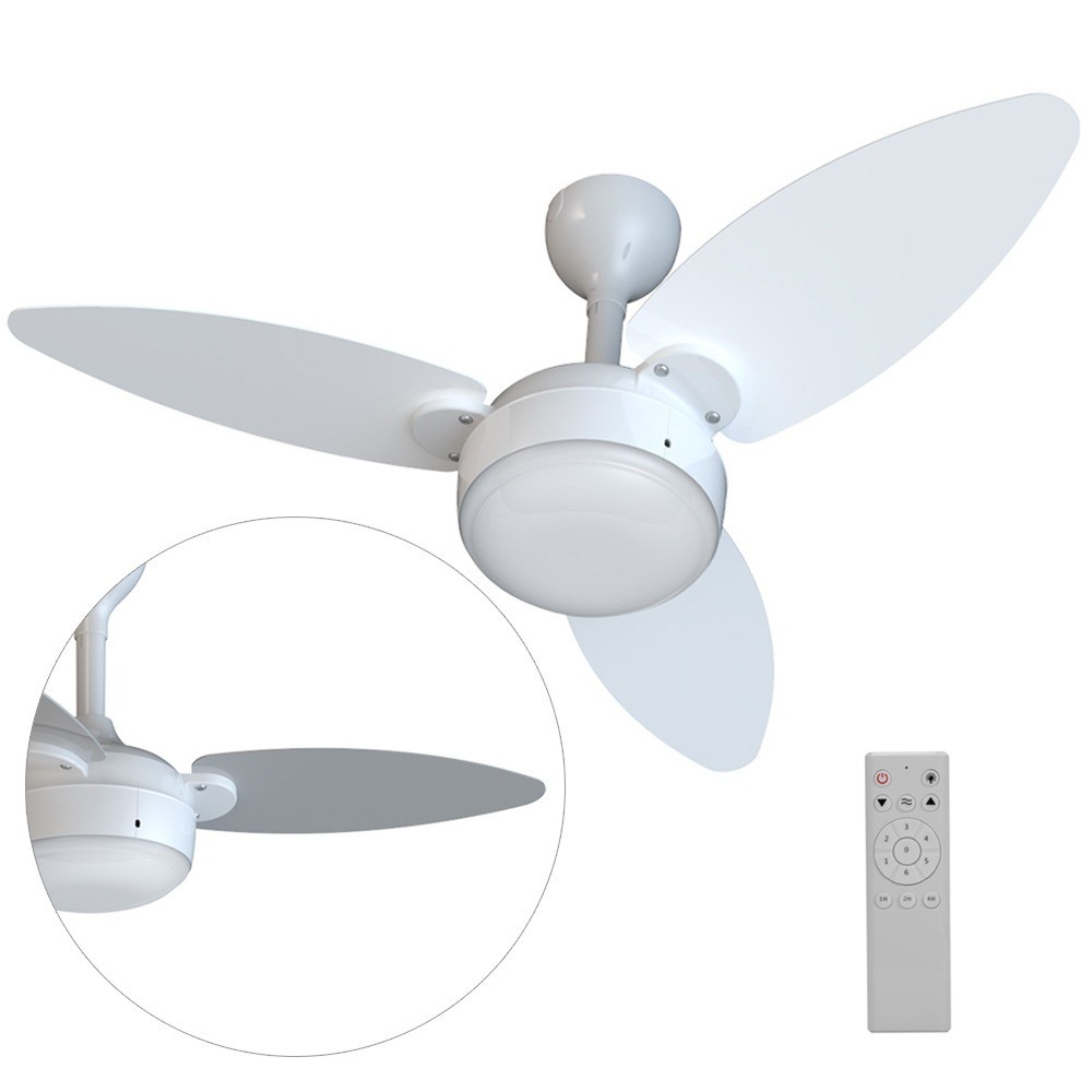 Ventilador de teto 3 pás Inverter dupla face branco/cinza com controle remoto Elluz Ventisol