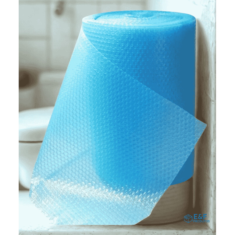 Bobina Plástico Bolha Azul 40cm x 100m 35 Micras Reforçada Kit para Embalagem Proteção e Envio