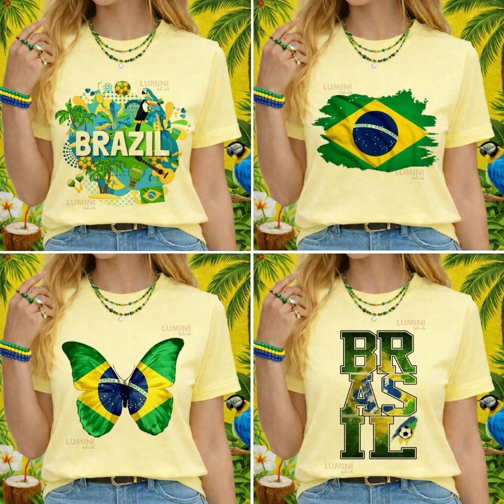 Blusa Tshirt, Colorida, Brasil, Copa do mundo, hexa, patriota, Tropical, Bandeira, borboleta, Brasil