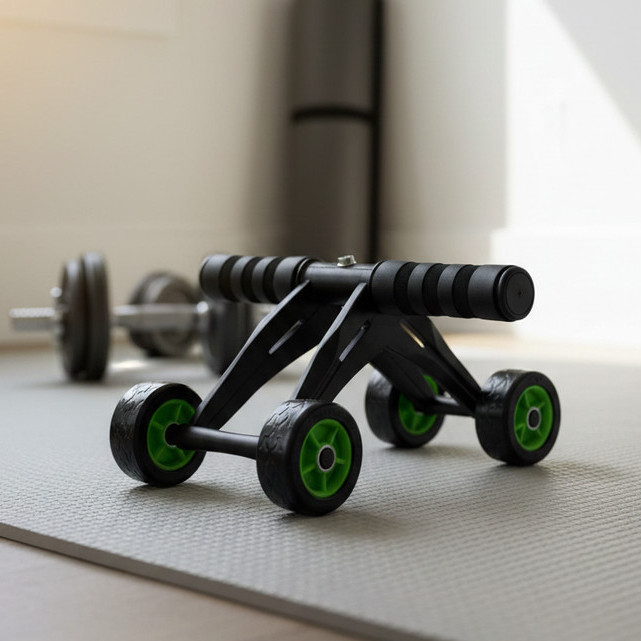 RODA ABDOMINAL - EXERCÍCIO ABDOMINAL - METAL E PLÁSTICO -  4 RODINHAS PARA APOIO, 31X21CM