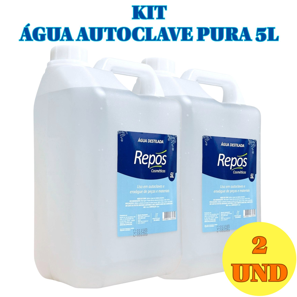 Kit 2 UND Água para Auto clave Repos 5 Litros – 100% Pura e Segura para Equipamentos em Oferta na Shopee