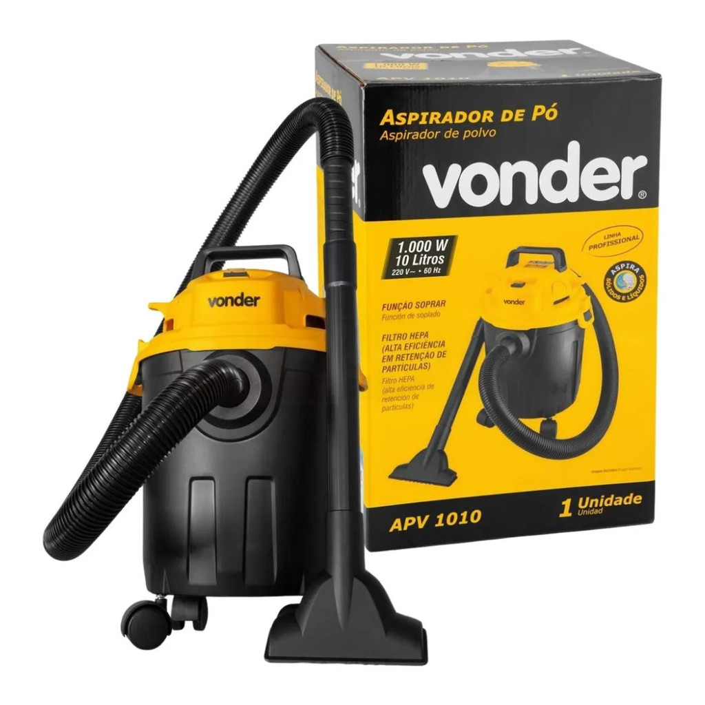 ASPIRADOR DE PÓ PROFISSIONAL 10L 1000W APV1010 VONDER 220V