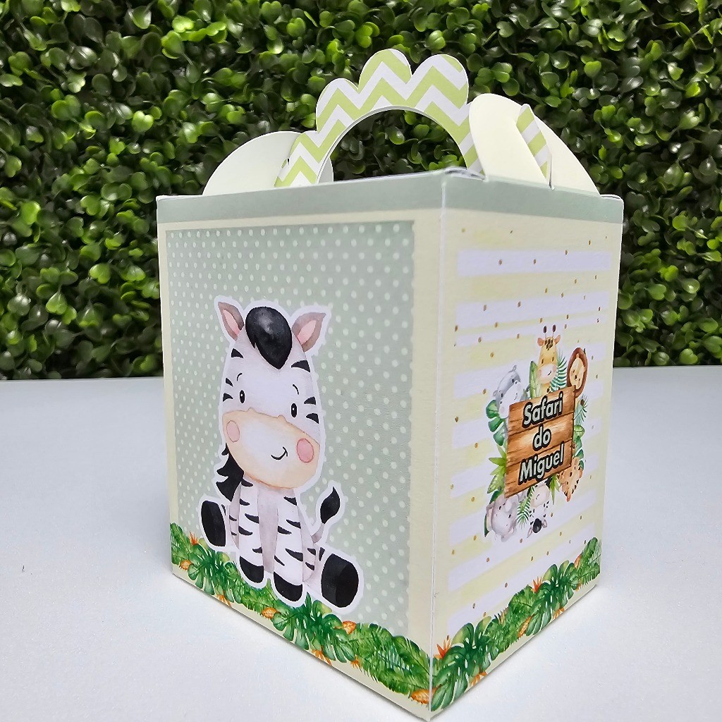 Caixa Lanchinho SAFARI MENINO VERDE  - Personalizados - Festa infantil - Aniversário - Lembrancinha
