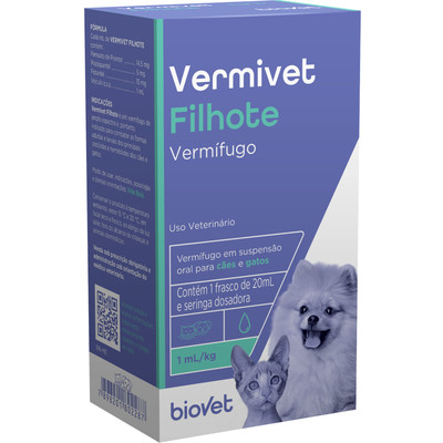 Vermivet Filhote 20ml - Biovet em Oferta na Shopee