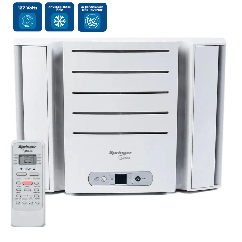 Ar Condicionado de Janela Springer Midea 7500 BTUs Frio Eletrônico QCK078RB - 127 Volts