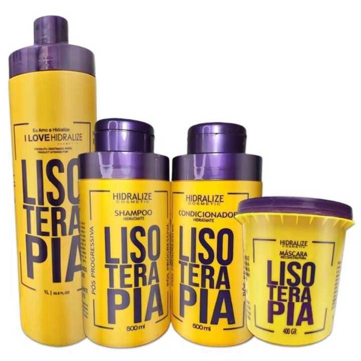 Kit Lisoterapia Progressiva Shampoo Condicionador Máscara Hidratação Reconstrução Super Tratamento