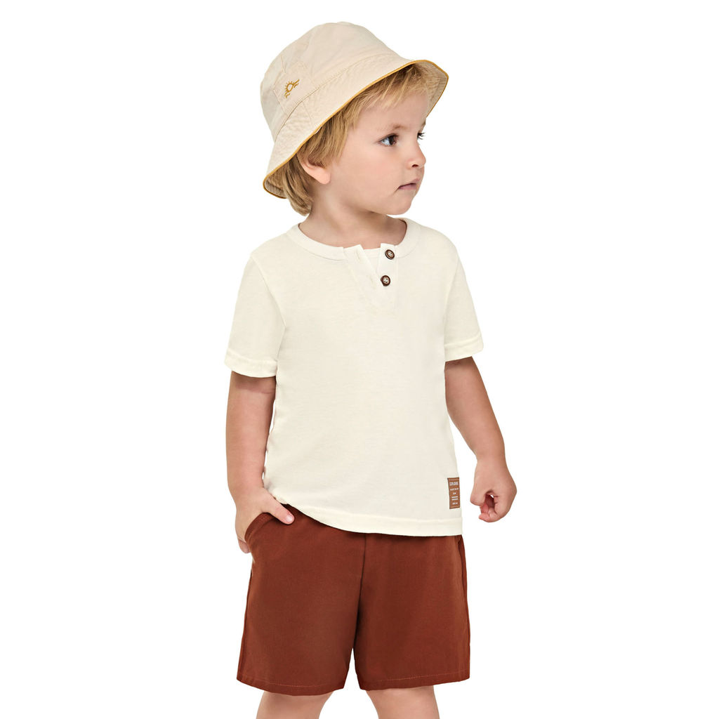 Conjunto Curto Infantil Menino Casual Elian Bege