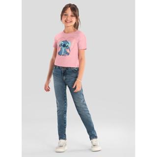 Blusa cropped infantil menina do Stitch Brandili em Oferta na Shopee