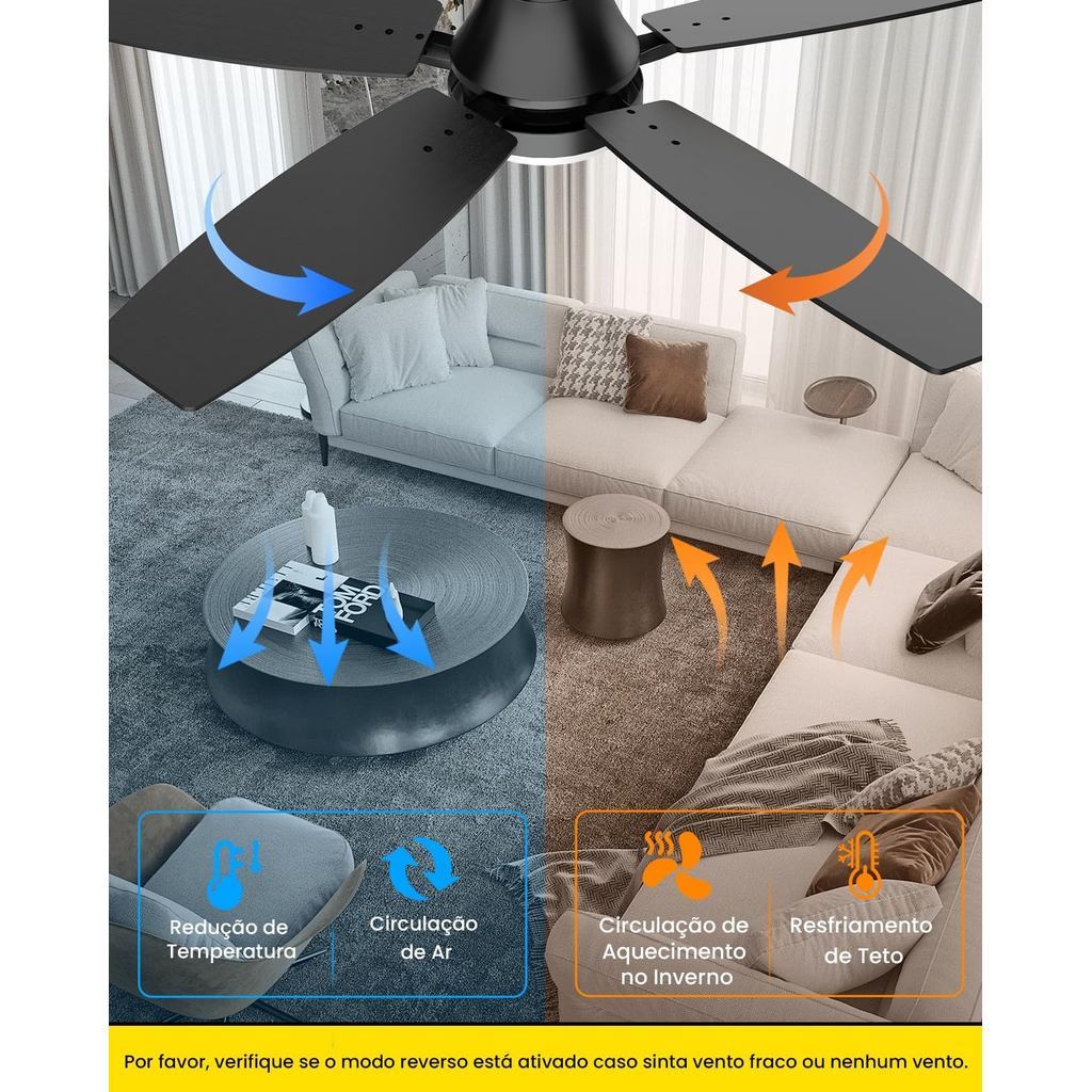 Celing Fan 60004 - Ventilador de Teto Economizador de Energia - Bivolt/Universável AC 100-240V