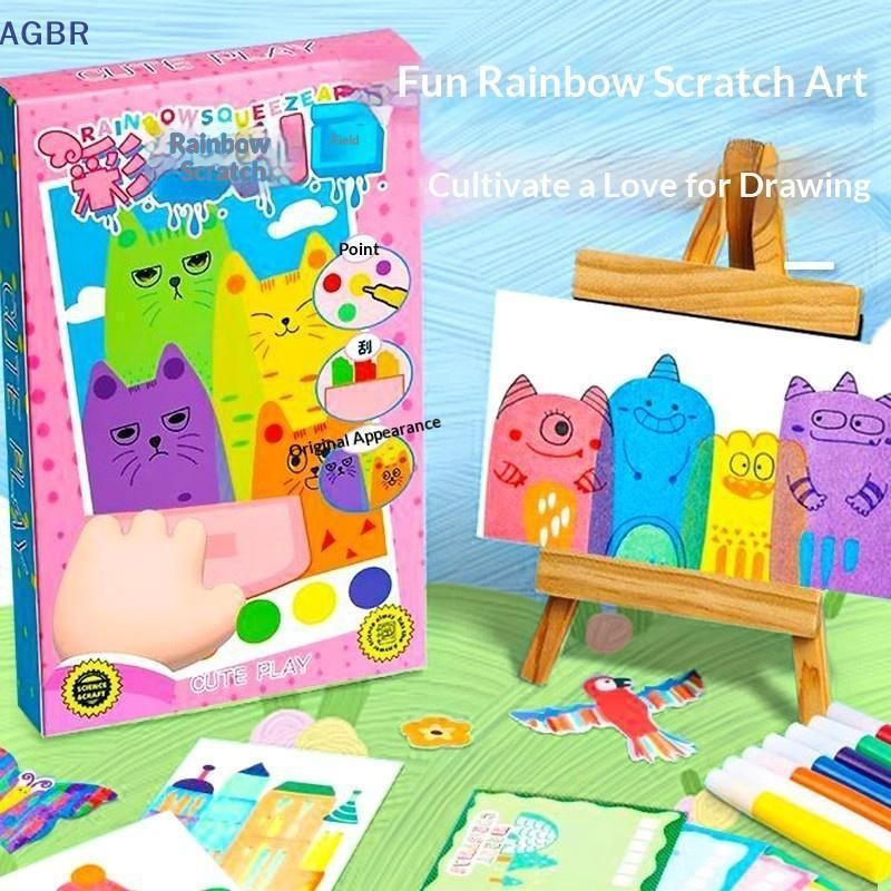 [AGBR] Kit De Pintura Infantil De Arte Rodo De 35 Unidades , Material DIY Magic Reveal Rainbow Scratch Art [BR]