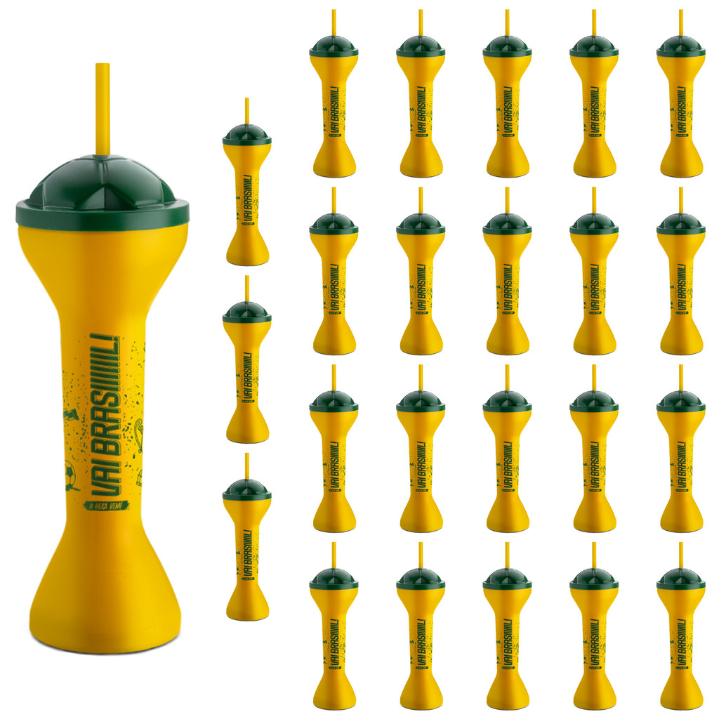 Kit 24 Copos Brasil com Canudo e Tampa Temáticos Vai BRASIL 550ml COPA DO MUNDO 2026 Rumo ao Hexa