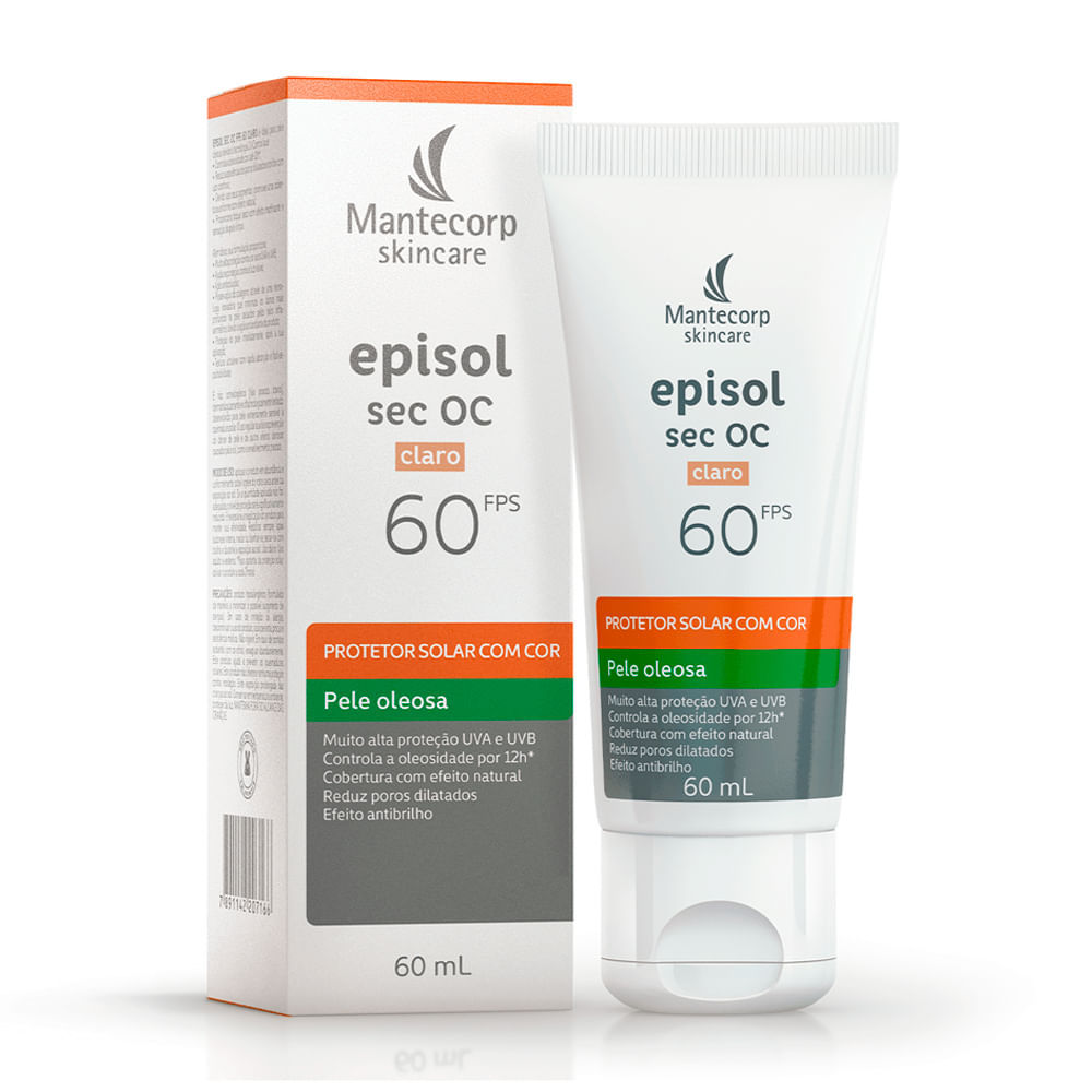 Protetor Solar Episol Sec OC com Cor Pele Oleosa Claro FPS 60 60ml em Oferta na Shopee