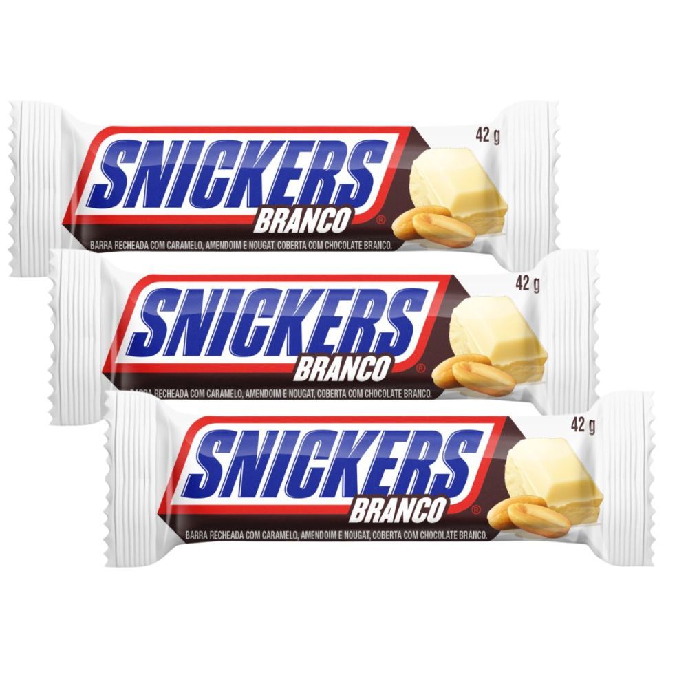 Kit 3 Chocolate Snickers Branco 42g em Oferta na Shopee