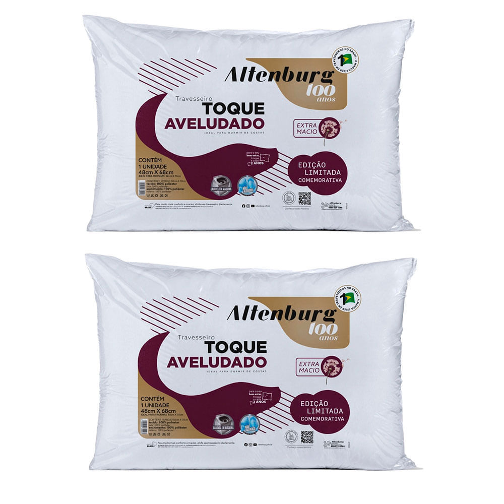 Kit 2 Travesseiros 48x68cm Toque Aveludado Altenburg em Oferta na Shopee