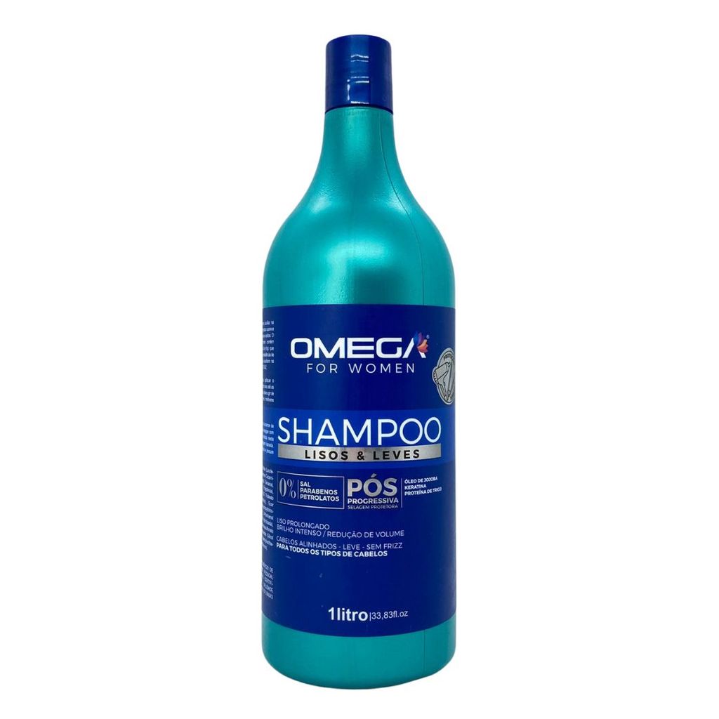 Shampoo Lisos e Leves Profissional Liso Prolongado Pós Progressiva 1 Litro Omega Hair