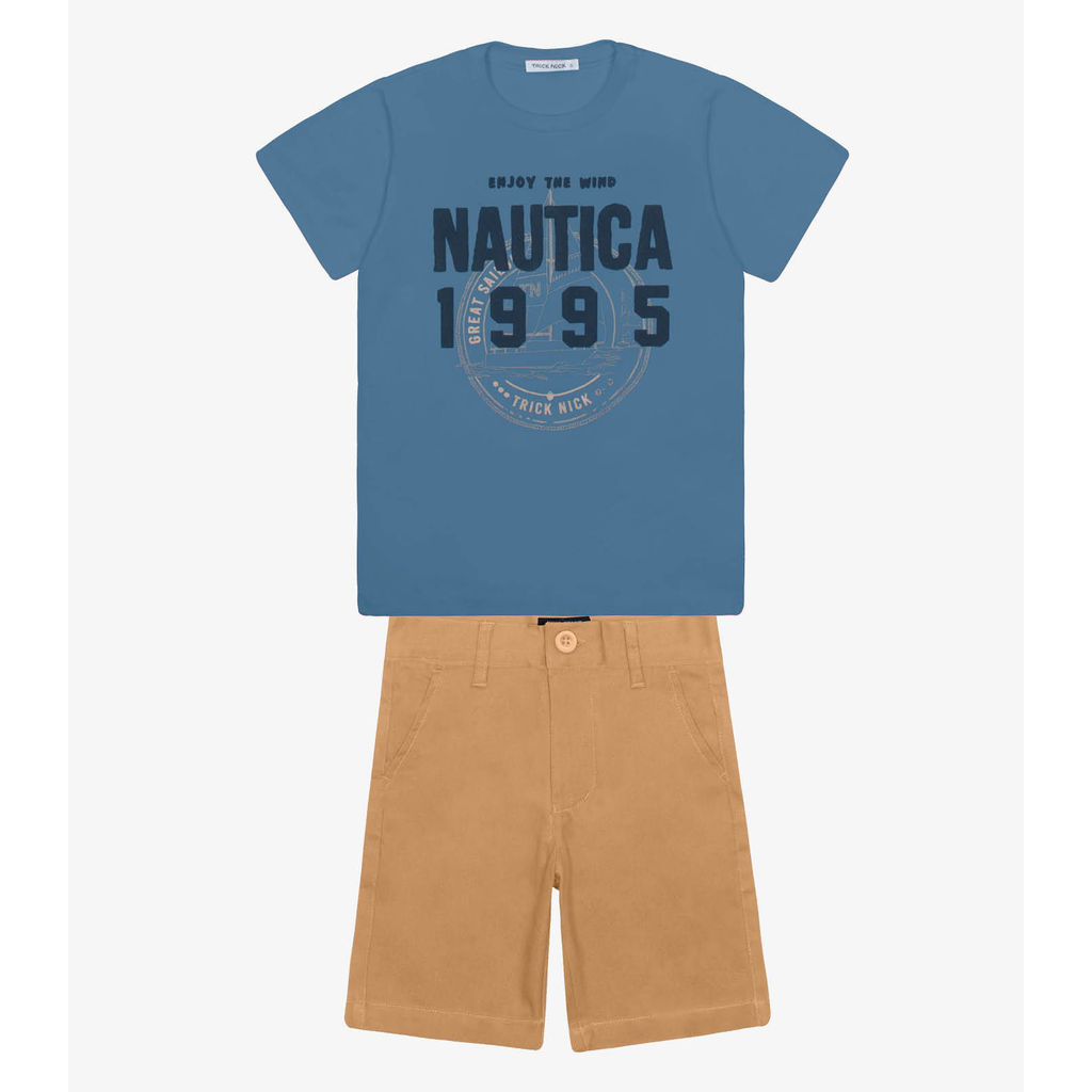 Conjunto Menino Camiseta Com Bermuda Trick Nick Azul