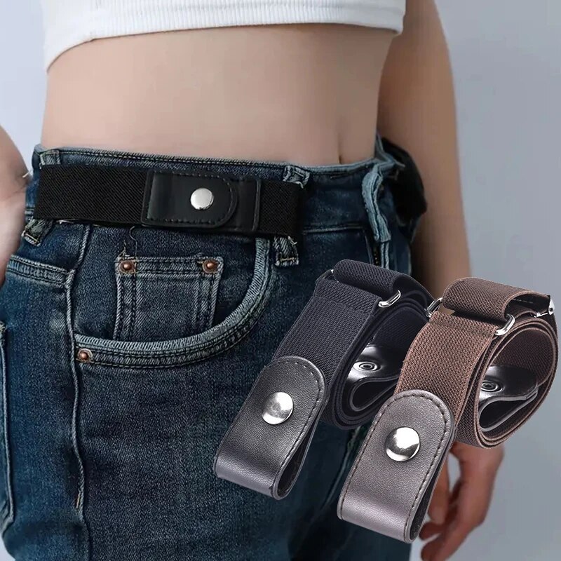 Faixa De Cintura Elástica Ajustável , Cinto Invisível Sem Fivela Para Mulheres , Homens , Calças Jeans , Vestido , Fácil