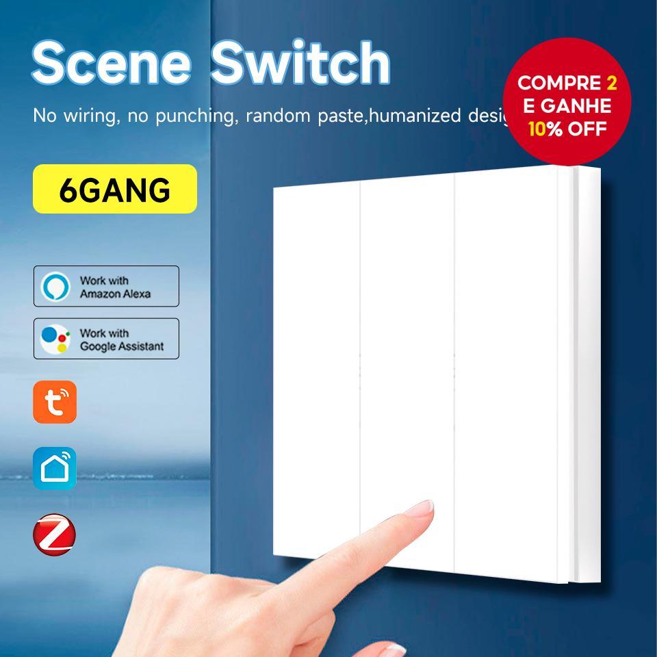 Doodle Smart Scene Switch WiFi/Zigbee Controlador Sem Fio De Aplicativo De 6 Canais
