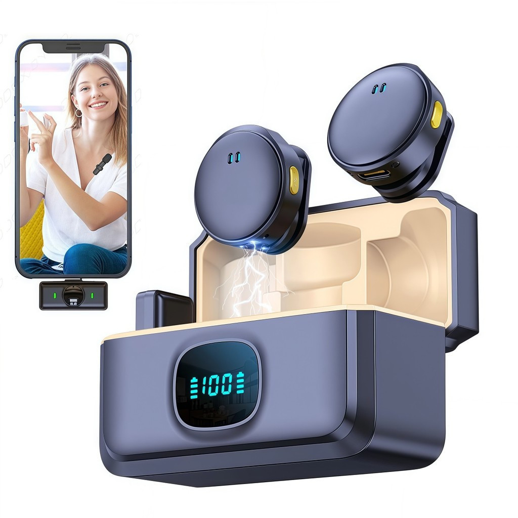 Microfone De Lapela Sem Fio Magnético Com Caixa e 2 Mics orbitta