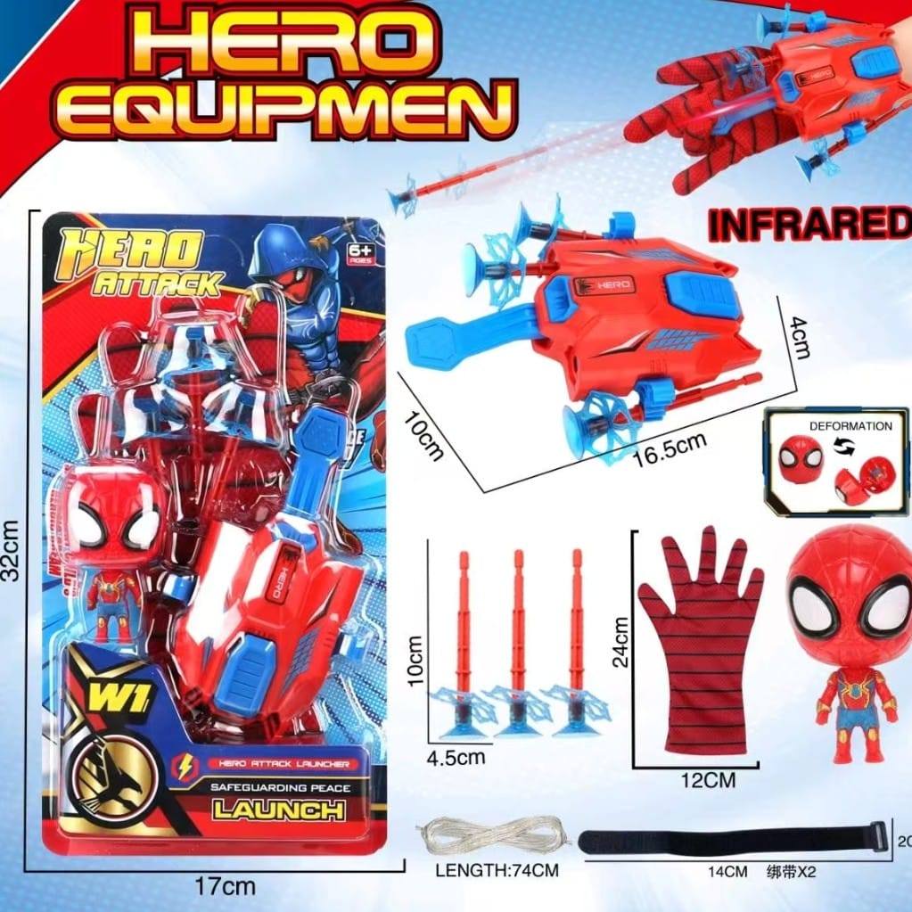 Brinquedo Infantil Mini Boneco Homem Aranha + Luva Do Homem Aranha Lançador De Teia Com Mira Laser Dardos