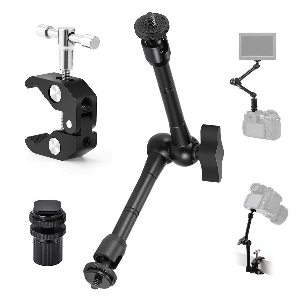 11 Polegadas Djustável Fricção Magia Braço Duper Braçadeira Suporte de Câmera Preto