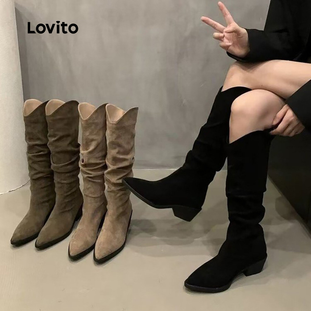 Lovito Botas Casuais Simples para mulheres LFA97018 em Oferta na Shopee