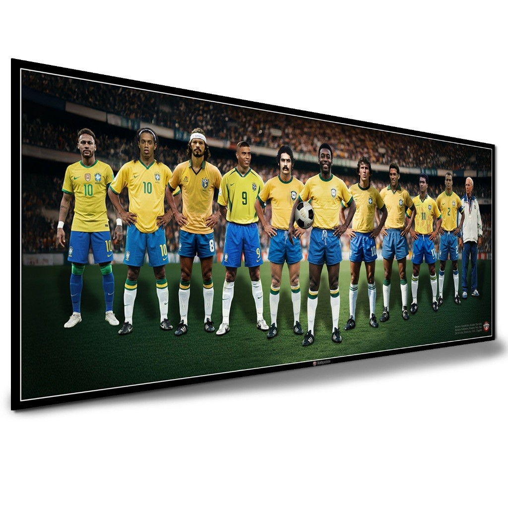 Placa Decorativa Pôster lendas da seleção brasileira futebol pele neymar romario Opções de Tamanhos