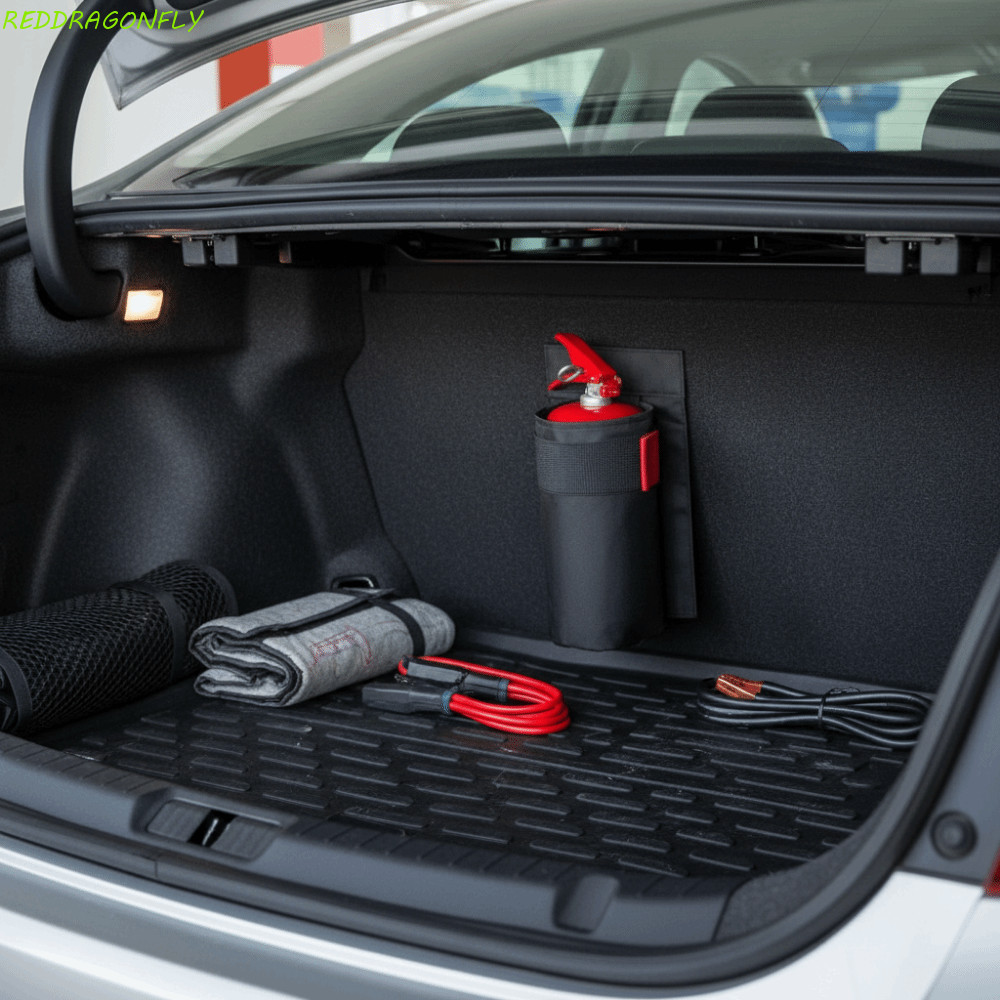 Suporte Para Extintor De Incêndio REDDRAGONFLY , Saco De Armazenamento Resistente Ao Desgaste Montagem Em Porta-Malas