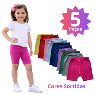 Kit 5 Bermudas Ciclista Infantil Menina Short Legging Cotton Macio Confortável Verão 1 a 10 Anos em Oferta na Shopee