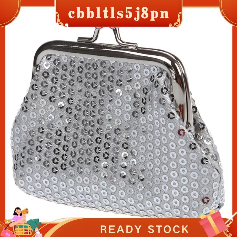 Mini Carteira Feminina Com Lantejoulas E Fivela De Bolsa De Moedas (Prata)