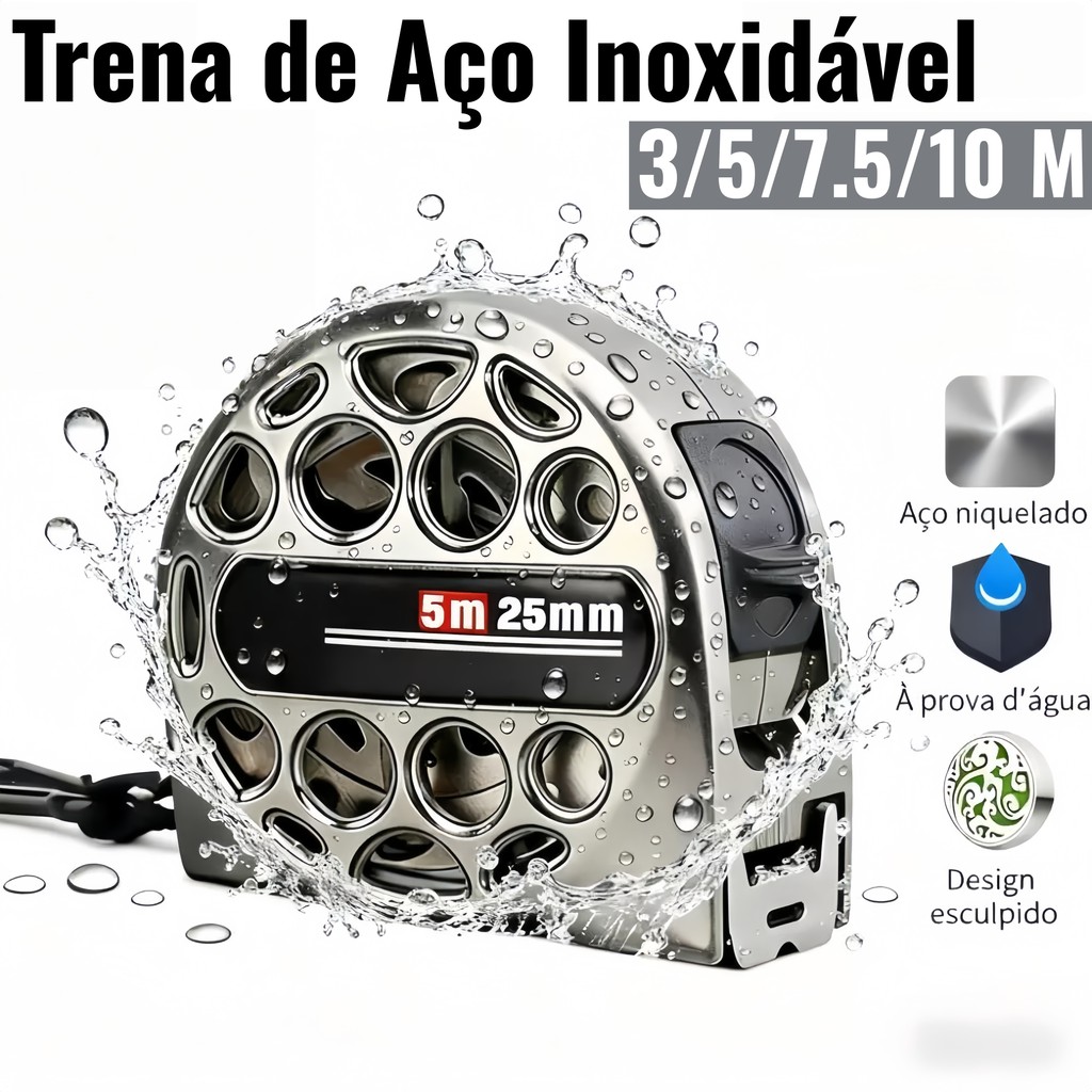 3/5/7.5/10M Fita Métrica de Aço Inoxidável Profissional De Alta Precisão Impermeável e durável