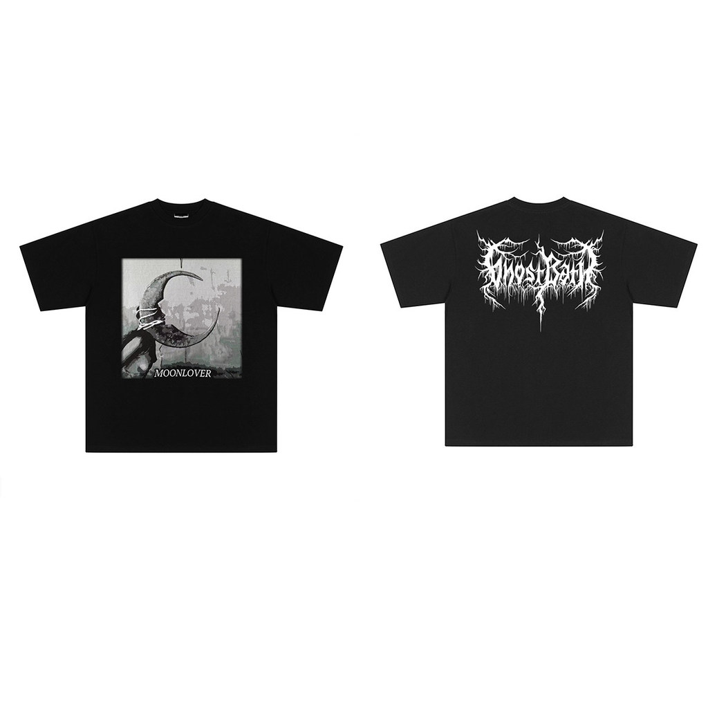 Music.Soul Camiseta GhostBath  Banda Algodão Puro Oversized Americana Confortável Estilosa Retrô Casual
