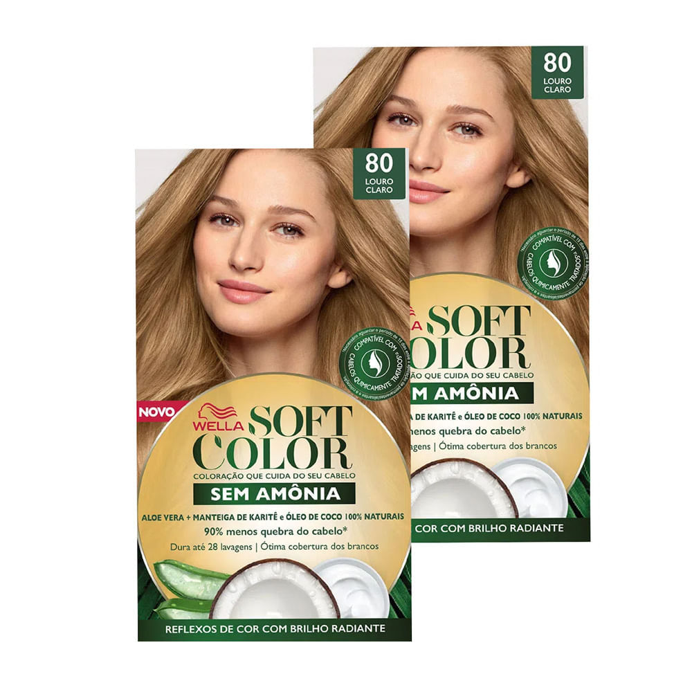 Kit 2 Tintura Soft Color Sem Amônia Louro Claro 80 Kit em Oferta na Shopee