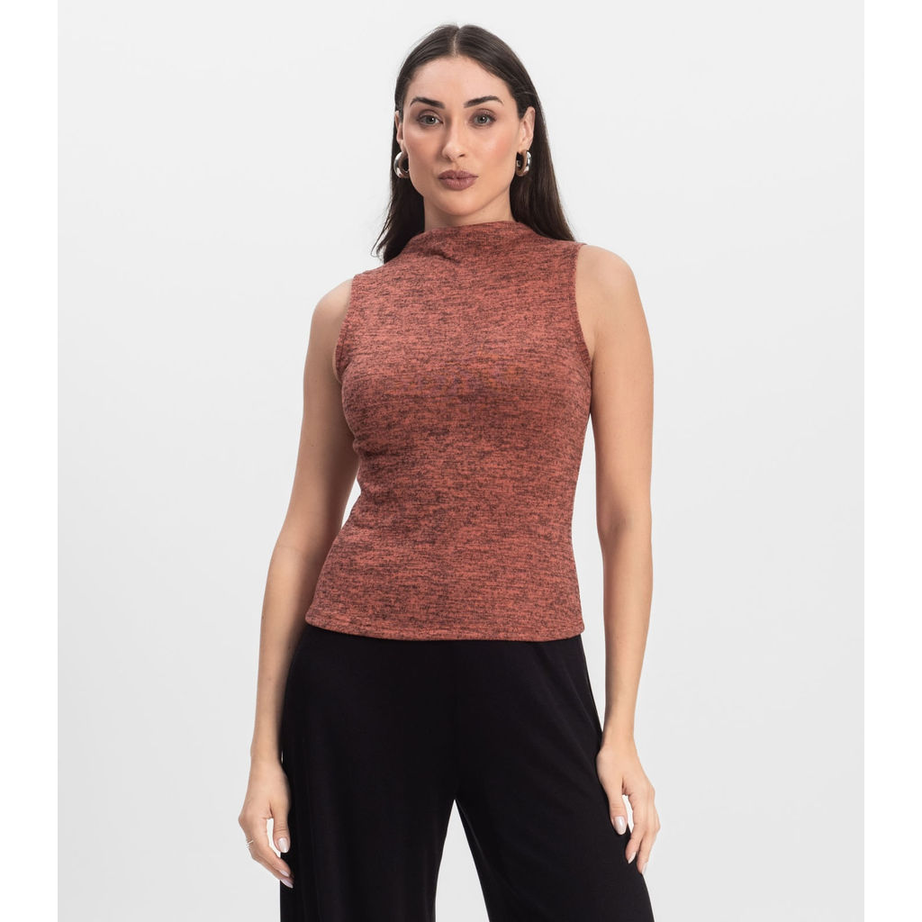 Regata Feminina com Gola Infinita Cor Laranja em Oferta na Shopee