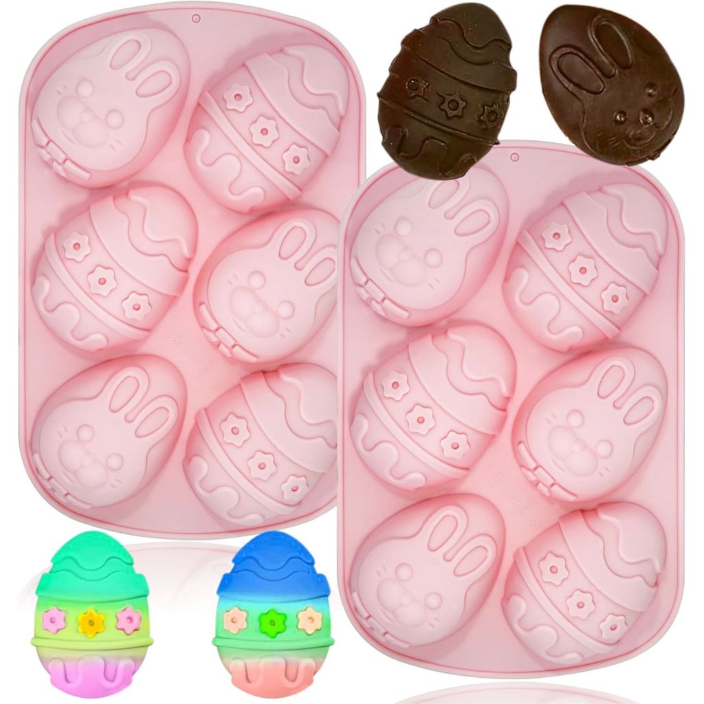 Kit 2 Formas Silicone Antiaderente para Ovo de Páscoa Decorado Coelho Chocolate em Oferta na Shopee