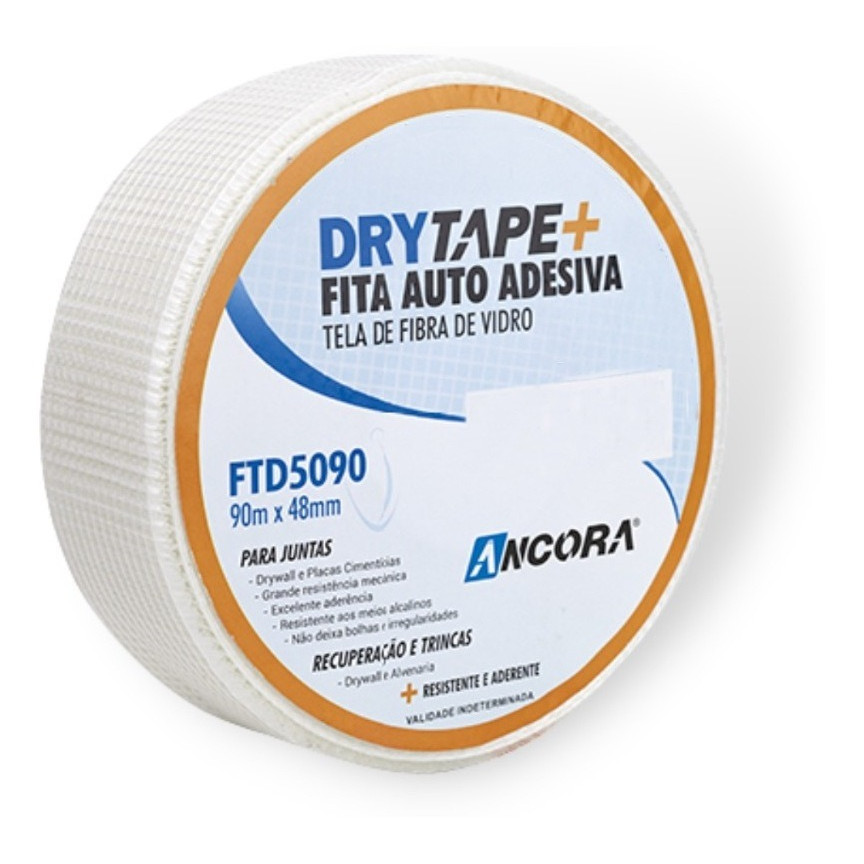 Fita Telada para Drywall e Isopor Autocolante 48mm com 90 Metros Ancora