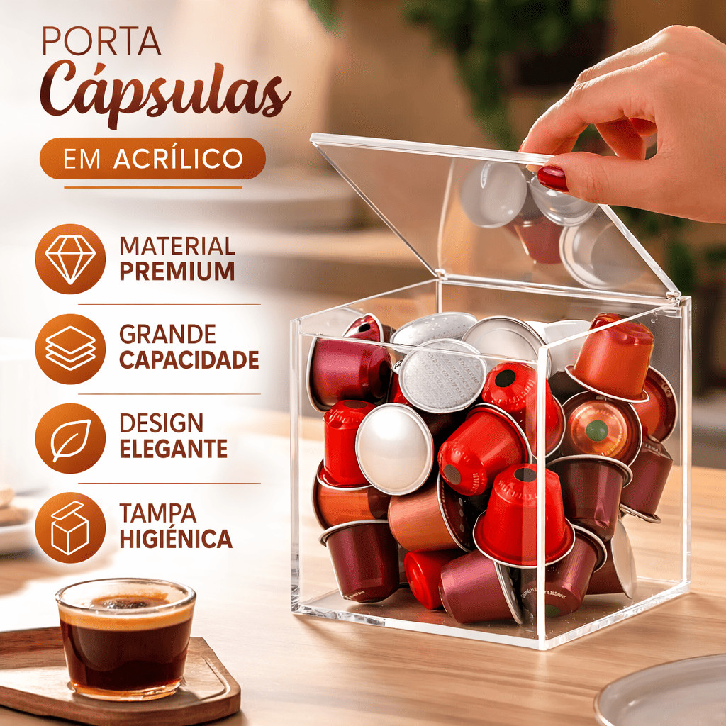 Porta Cápsula Acrílico  Nespresso 3 Corações Dolce Gusto Nescafé