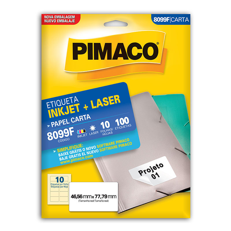 Etiqueta inkjet/laser carta 8099F com 10 folhas Pimaco