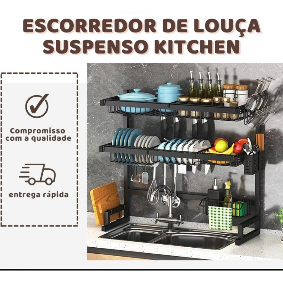 85cm/65cm Cozinha Escorredor De Louça Cozinha Suspensa Modula Pia Rack Organizador De Pratos