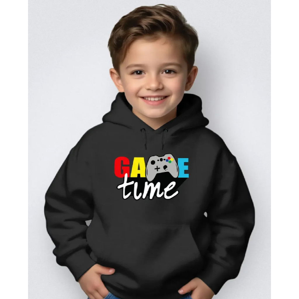 Blusa Moletom Infantil Canguru Capuz Flanelado Menino Tendencia Inverno Game Time Jogos
