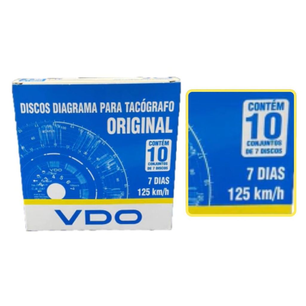 1 CAIXA DISCO TACOGRAFO ANALOGICO SEMANAL 125 KM/H 7 DIAS DIAGRAMA PARA CAMINHAO - VDO 14025005F
