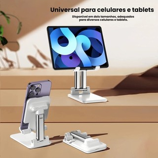 Suporte Dobrável Portátil Ajustável - Para Celular, Tablet e iPad em Mesa