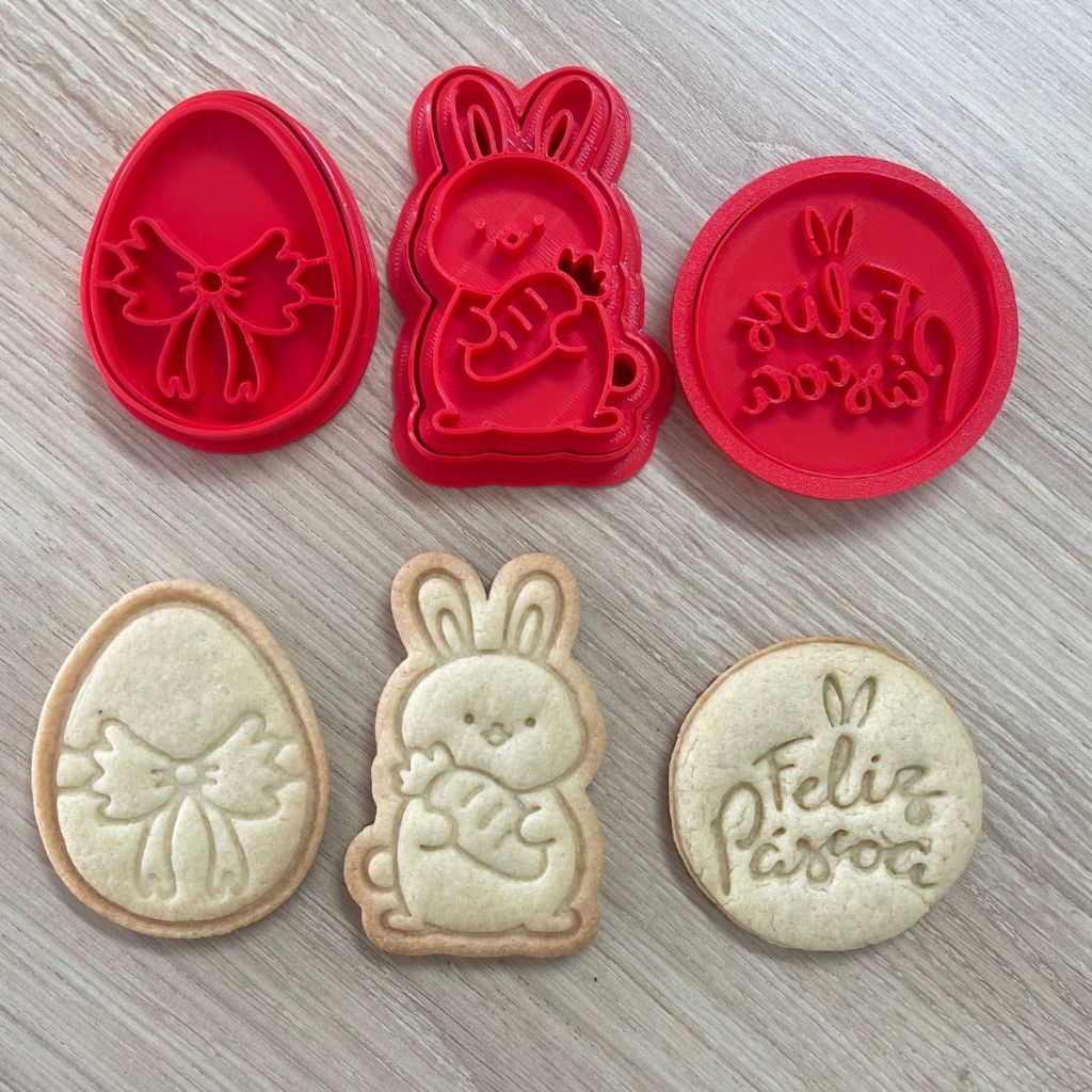 3 pçs Cortador Biscoito Páscoa com Marcador, Coelhinho Ovo Marcar Biscoito, cookie pasta americana em Oferta na Shopee