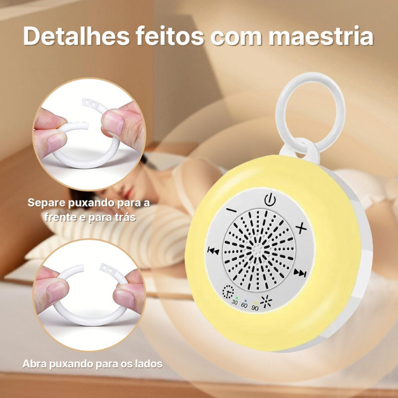 Aparelho De Som Branco Portátil Recarregável ComLuz Noturna Para Bebê Com Temporizador 30/60/90 Minutos ParaSonoProfundo